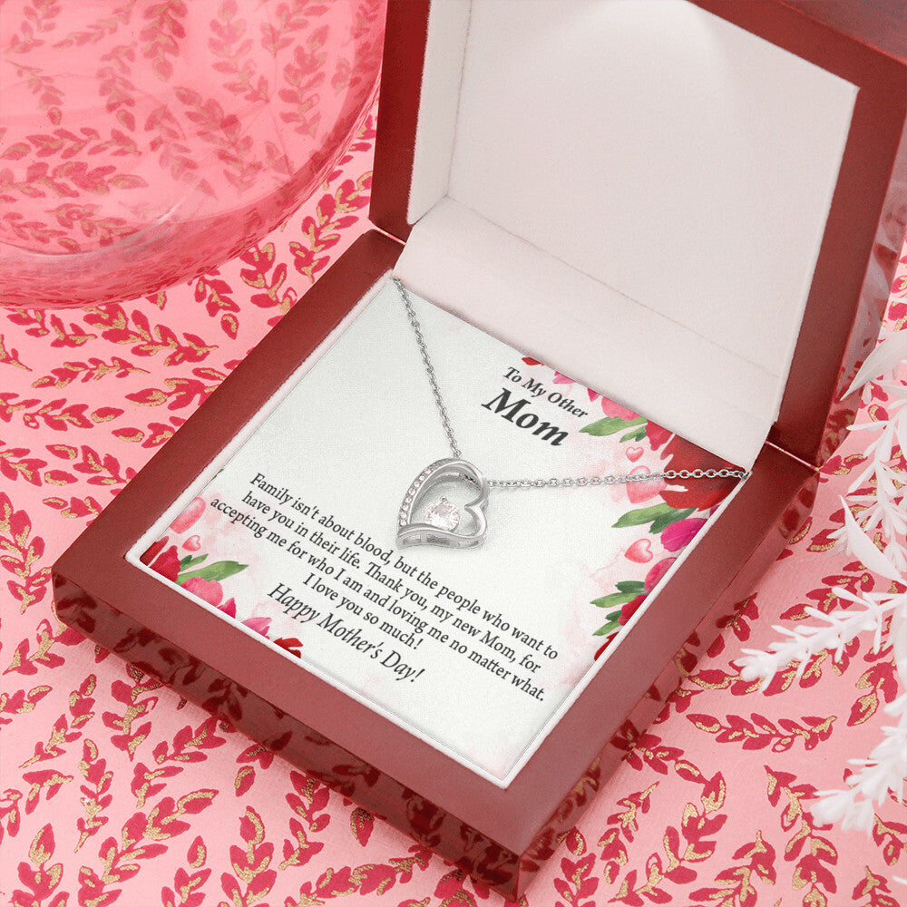 To Step Mom Bonus Mom My Unbiological Mom Forever Necklace w Message Card-Express Your Love Gifts