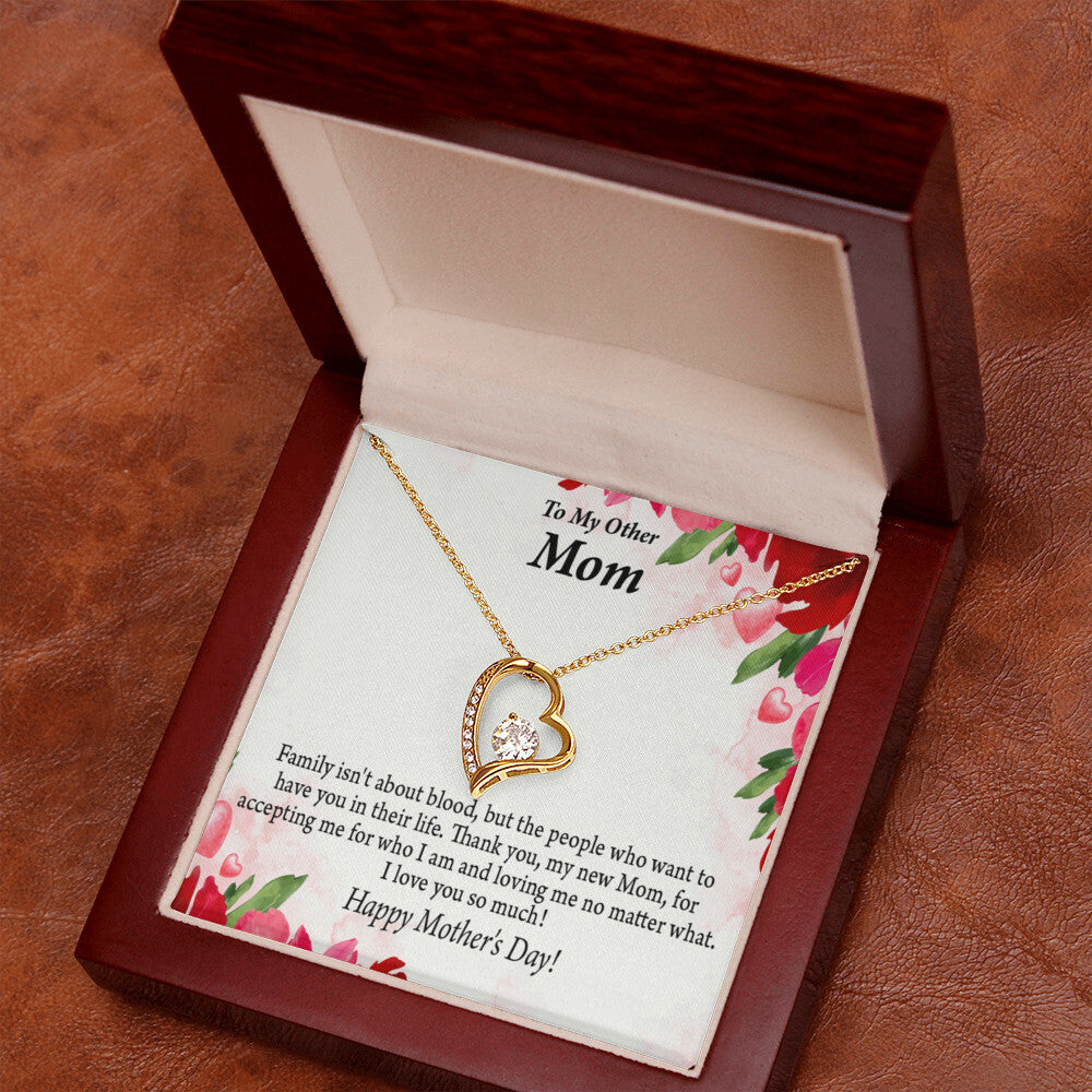 To Step Mom Bonus Mom My Unbiological Mom Forever Necklace w Message Card-Express Your Love Gifts