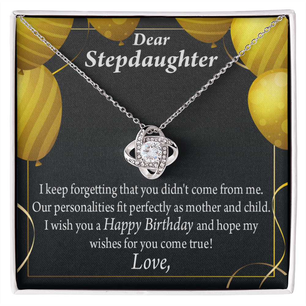 To Stepdaughter Birthday Message Infinity Knot Necklace Message Card-Express Your Love Gifts