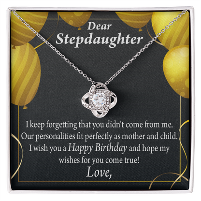 To Stepdaughter Birthday Message Infinity Knot Necklace Message Card-Express Your Love Gifts