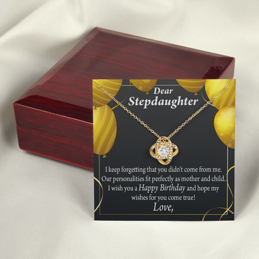 To Stepdaughter Birthday Message Infinity Knot Necklace Message Card-Express Your Love Gifts