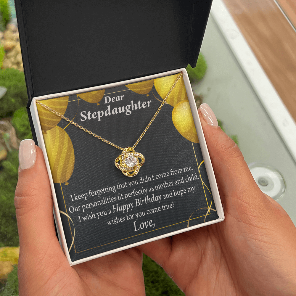 To Stepdaughter Birthday Message Infinity Knot Necklace Message Card-Express Your Love Gifts