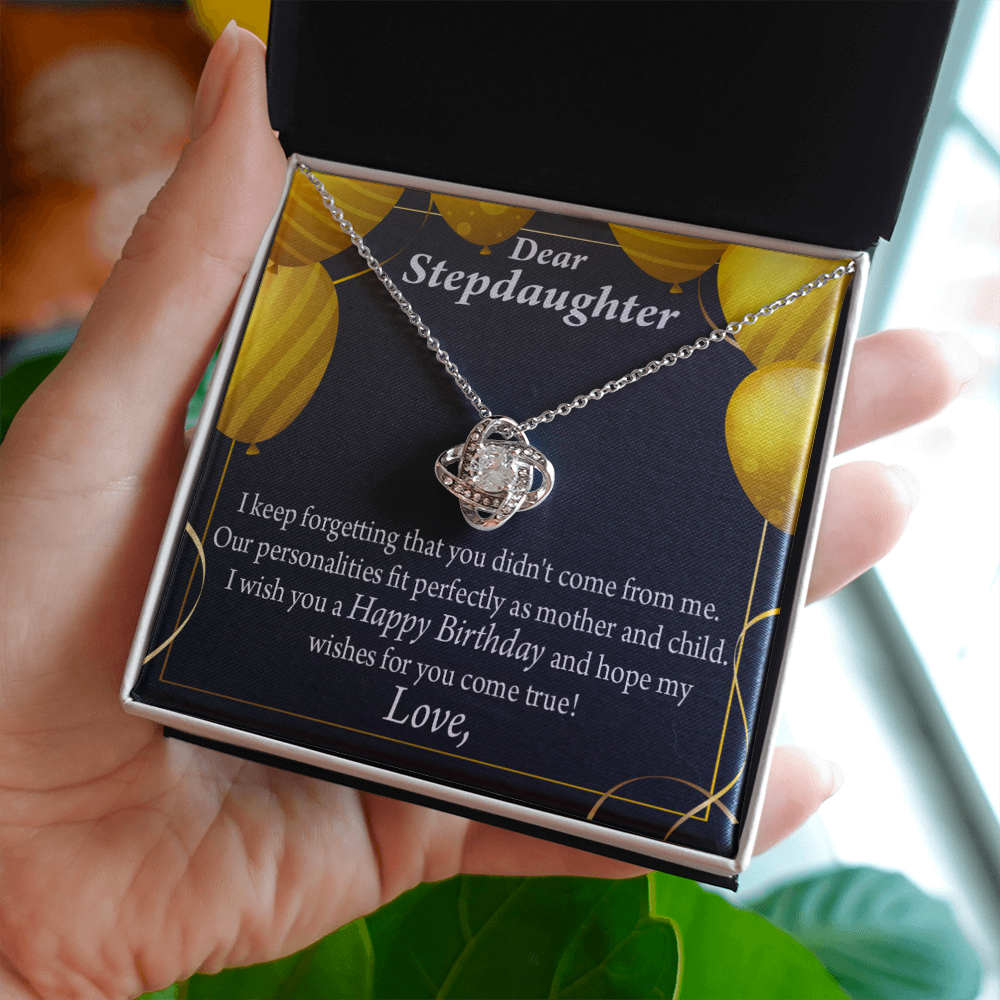 To Stepdaughter Birthday Message Infinity Knot Necklace Message Card-Express Your Love Gifts