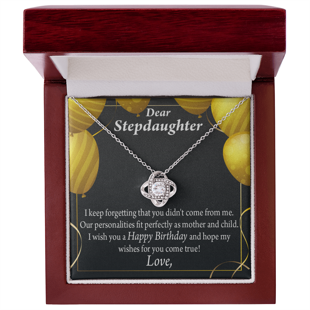 To Stepdaughter Birthday Message Infinity Knot Necklace Message Card-Express Your Love Gifts
