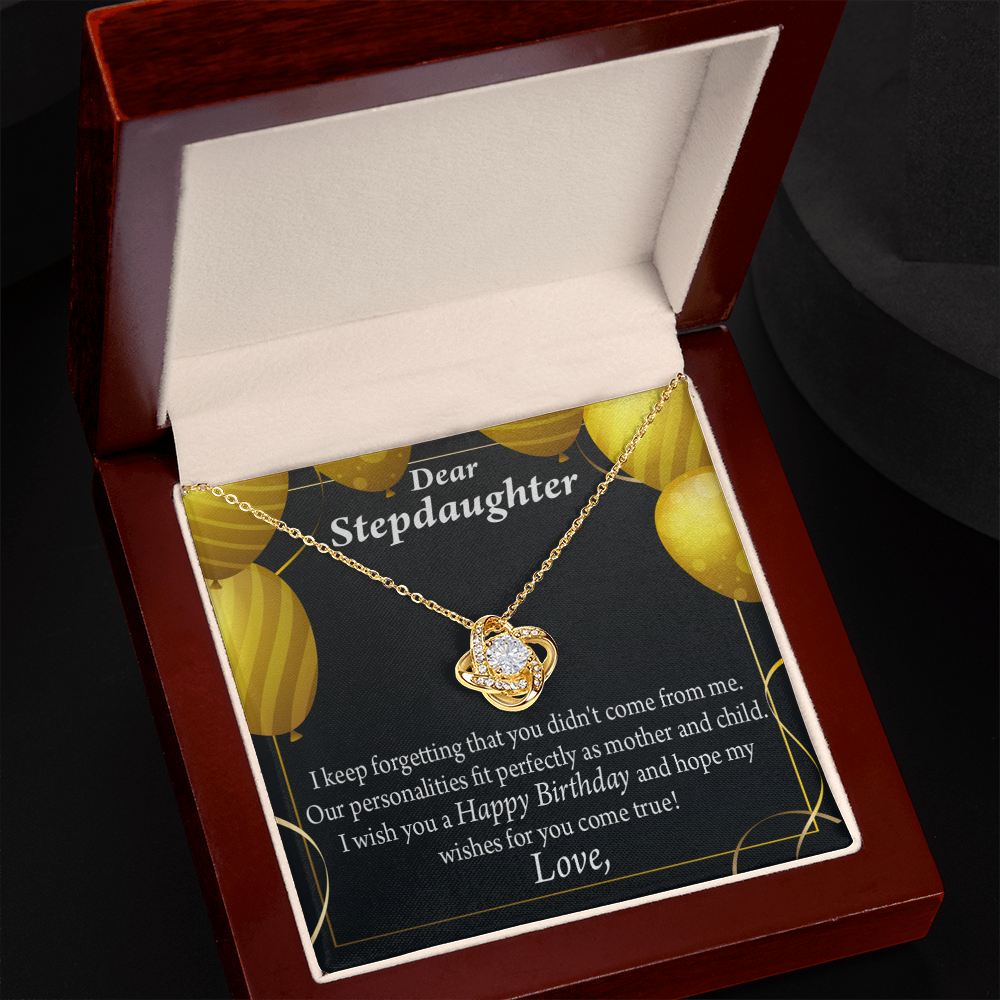 To Stepdaughter Birthday Message Infinity Knot Necklace Message Card-Express Your Love Gifts
