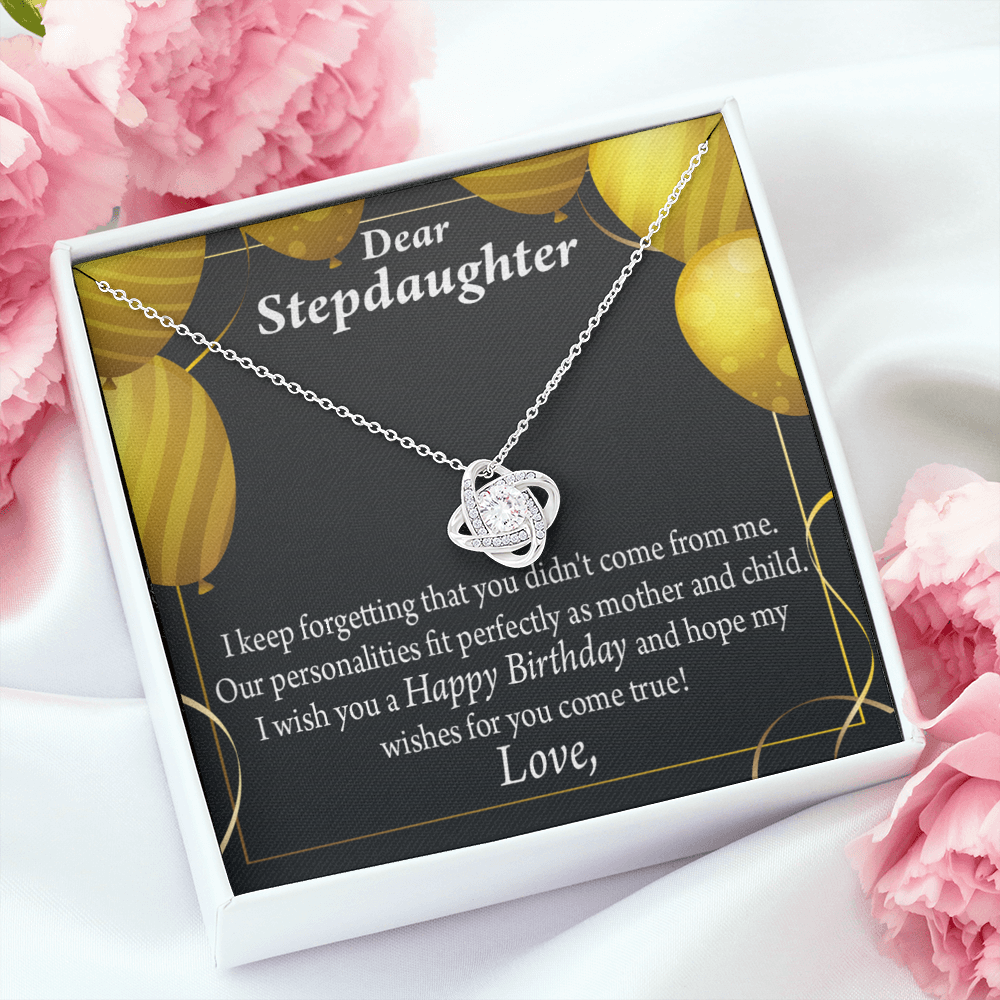 To Stepdaughter Birthday Message Infinity Knot Necklace Message Card-Express Your Love Gifts