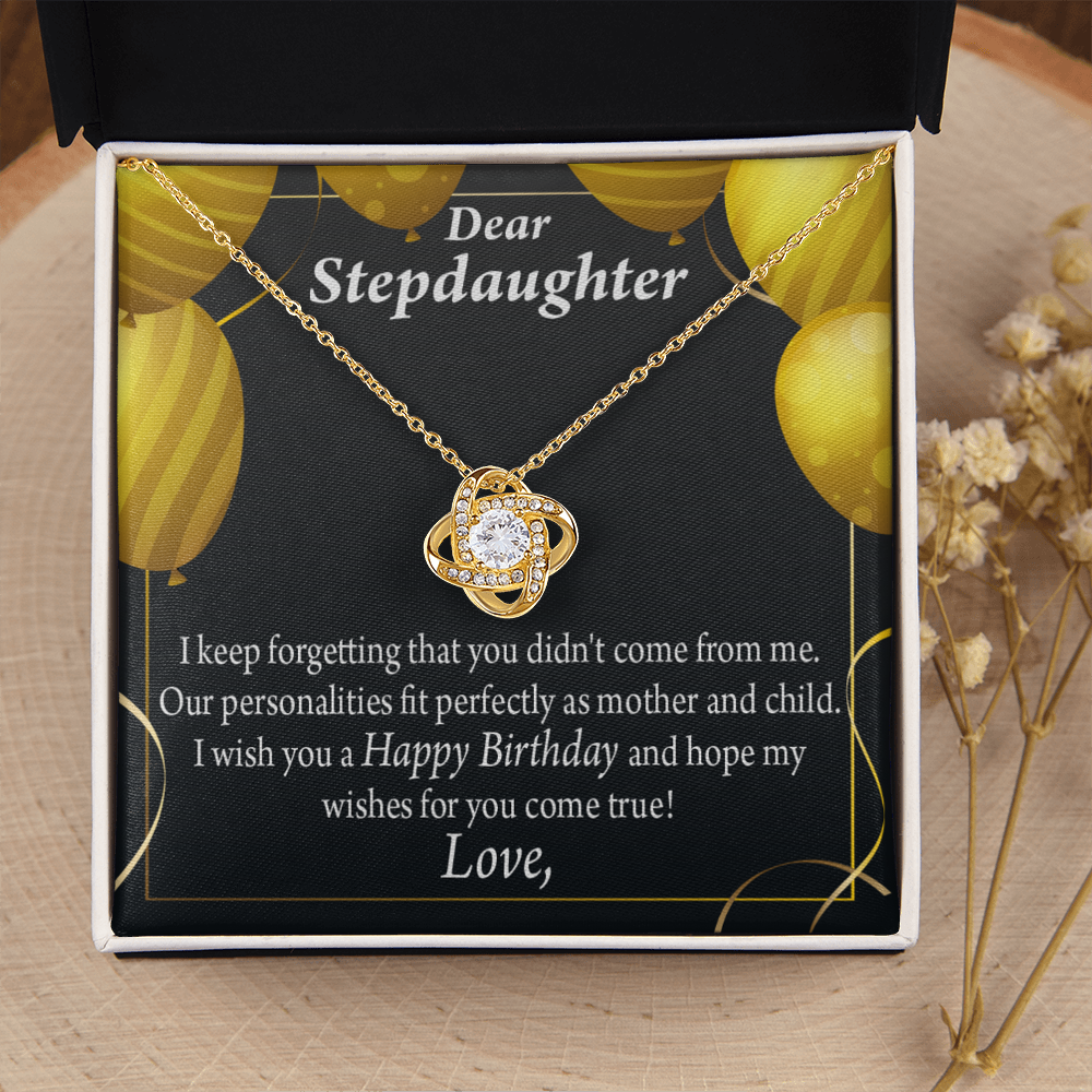 To Stepdaughter Birthday Message Infinity Knot Necklace Message Card-Express Your Love Gifts