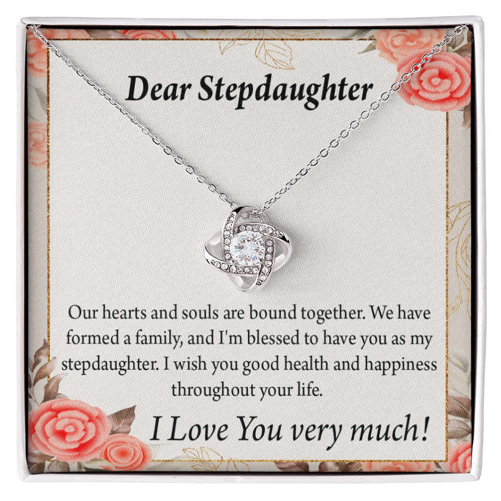 To Stepdaughter Bound Together Infinity Knot Necklace Message Card-Express Your Love Gifts