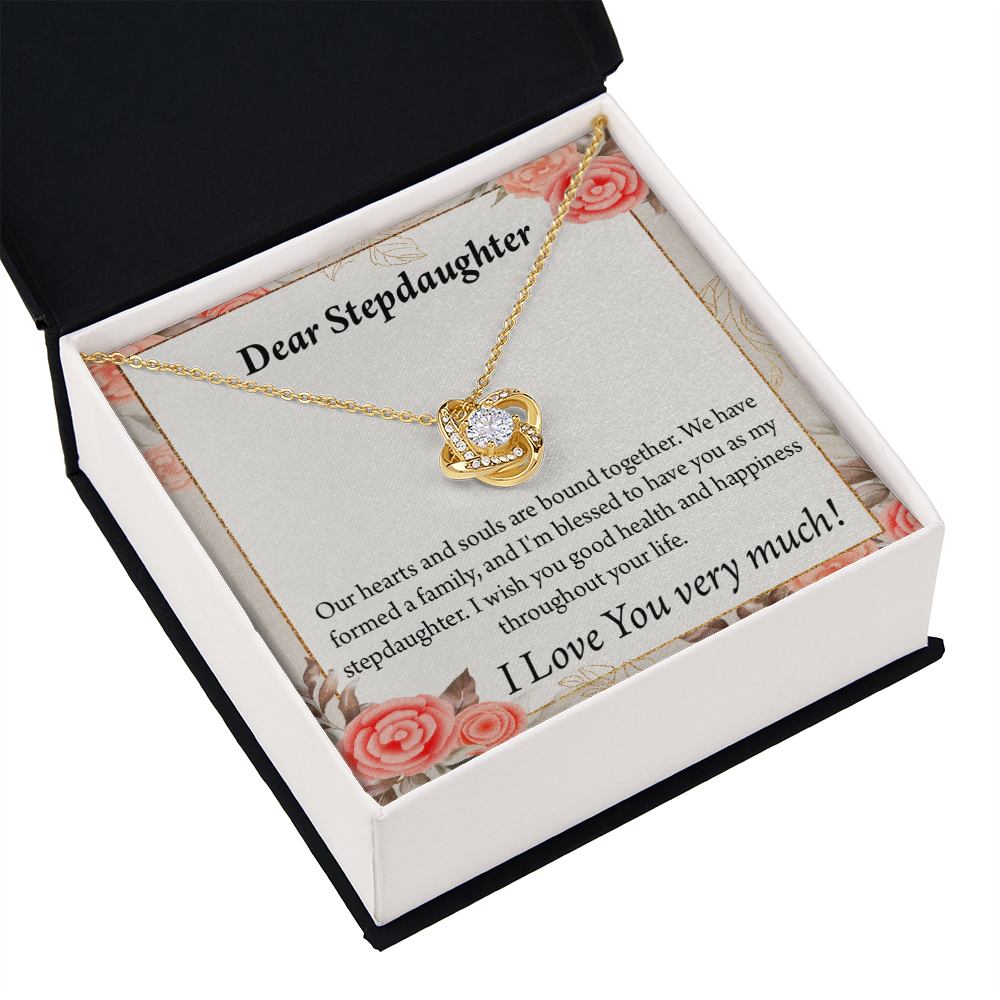 To Stepdaughter Bound Together Infinity Knot Necklace Message Card-Express Your Love Gifts