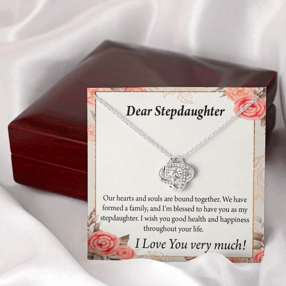 To Stepdaughter Bound Together Infinity Knot Necklace Message Card-Express Your Love Gifts