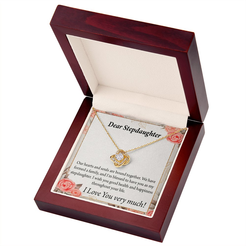 To Stepdaughter Bound Together Infinity Knot Necklace Message Card-Express Your Love Gifts