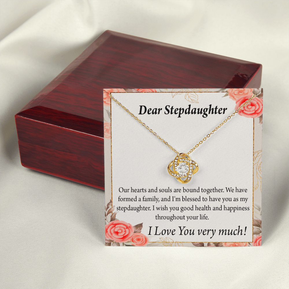 To Stepdaughter Bound Together Infinity Knot Necklace Message Card-Express Your Love Gifts