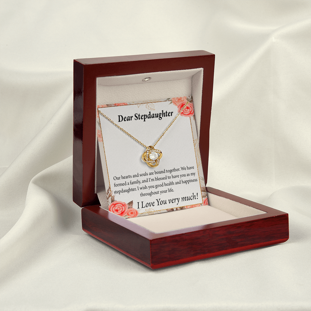 To Stepdaughter Bound Together Infinity Knot Necklace Message Card-Express Your Love Gifts