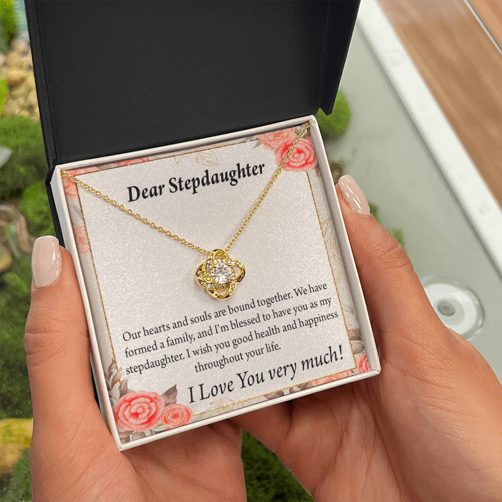 To Stepdaughter Bound Together Infinity Knot Necklace Message Card-Express Your Love Gifts
