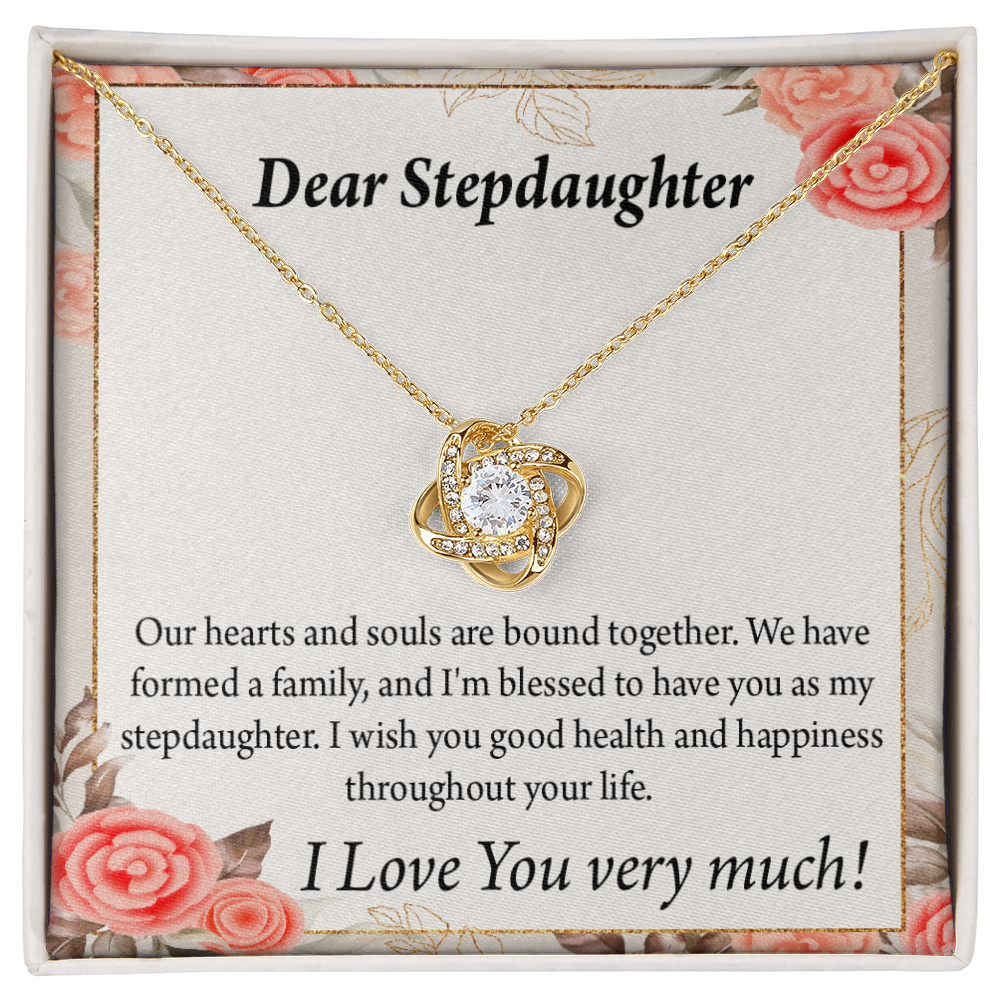 To Stepdaughter Bound Together Infinity Knot Necklace Message Card-Express Your Love Gifts