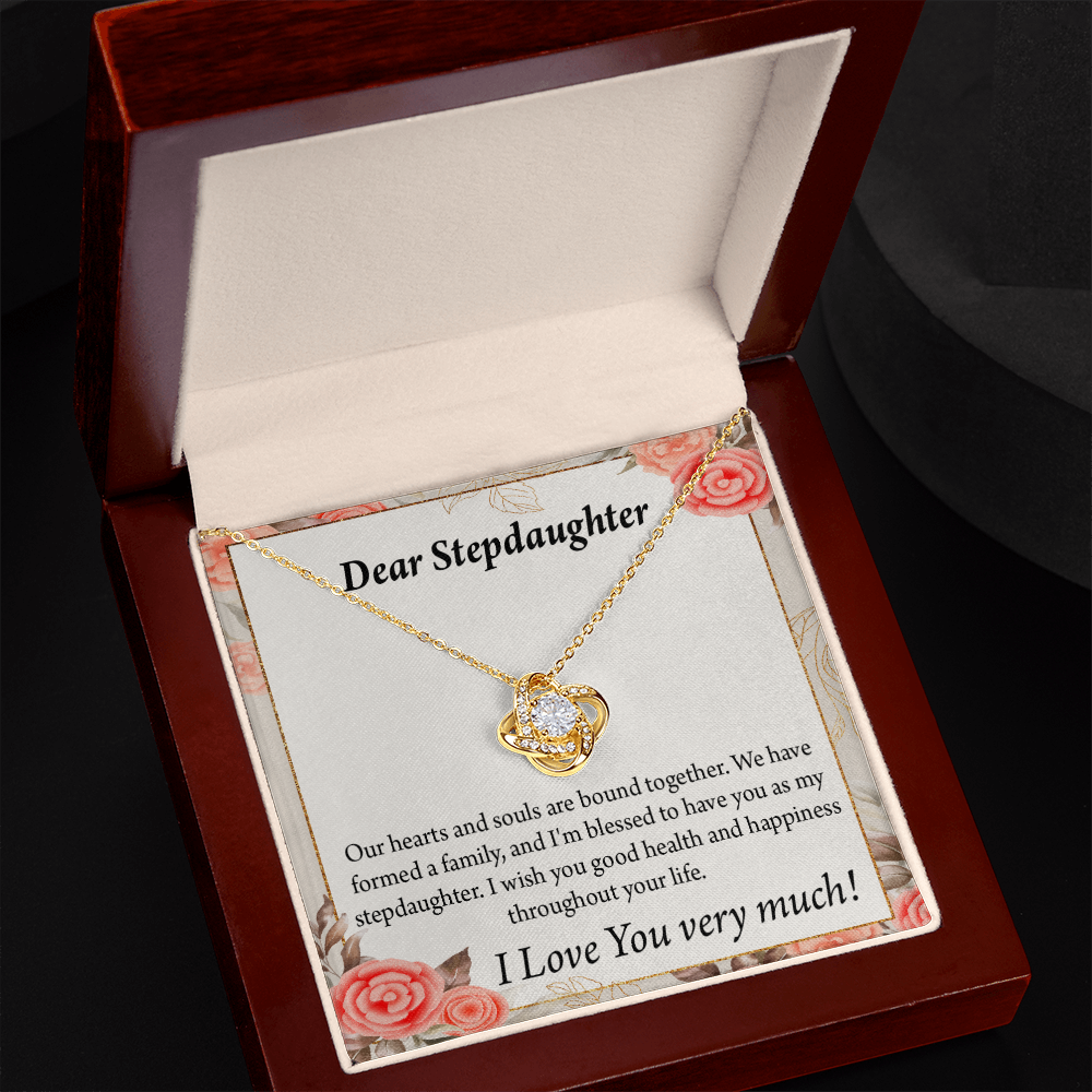 To Stepdaughter Bound Together Infinity Knot Necklace Message Card-Express Your Love Gifts