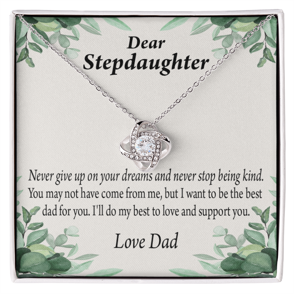 To Stepdaughter Keep Your Dreams Alive From Dad Infinity Knot Necklace Message Card-Express Your Love Gifts