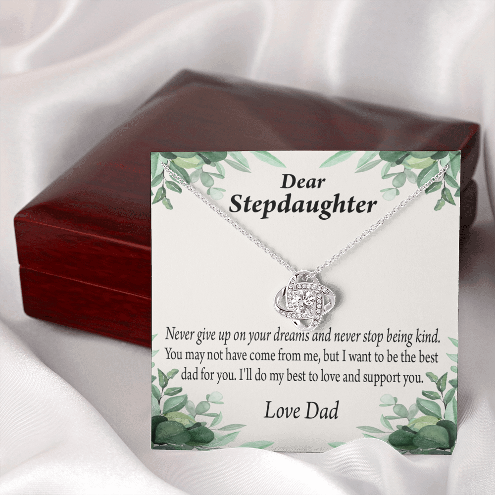 To Stepdaughter Keep Your Dreams Alive From Dad Infinity Knot Necklace Message Card-Express Your Love Gifts