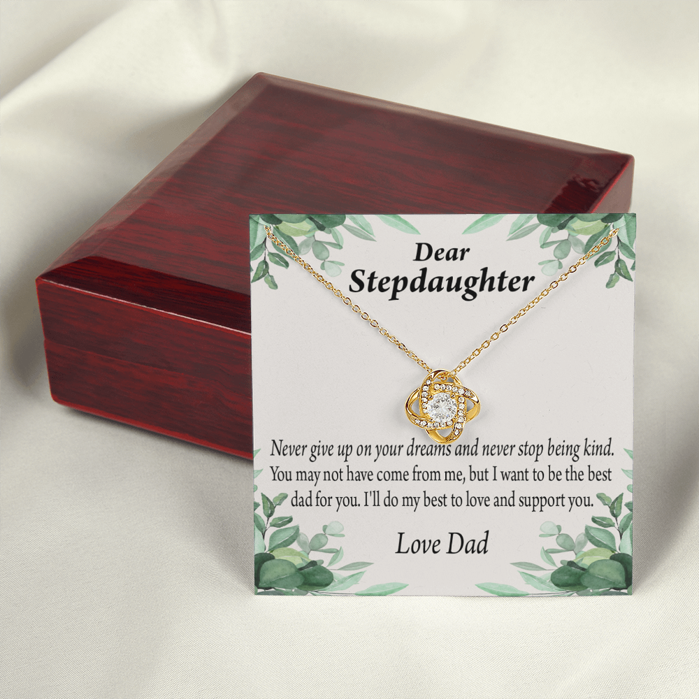 To Stepdaughter Keep Your Dreams Alive From Dad Infinity Knot Necklace Message Card-Express Your Love Gifts