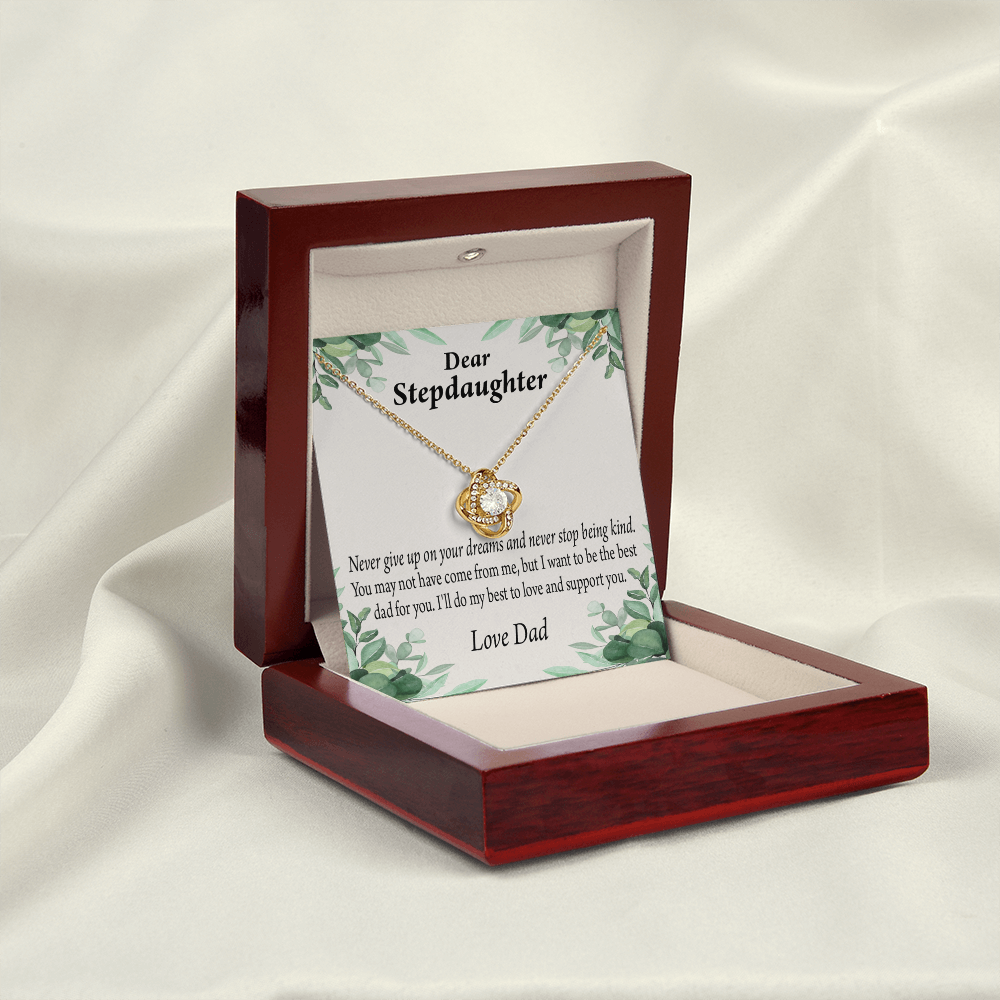 To Stepdaughter Keep Your Dreams Alive From Dad Infinity Knot Necklace Message Card-Express Your Love Gifts