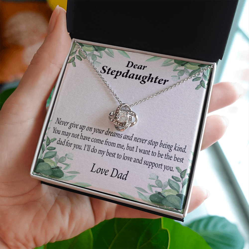 To Stepdaughter Keep Your Dreams Alive From Dad Infinity Knot Necklace Message Card-Express Your Love Gifts