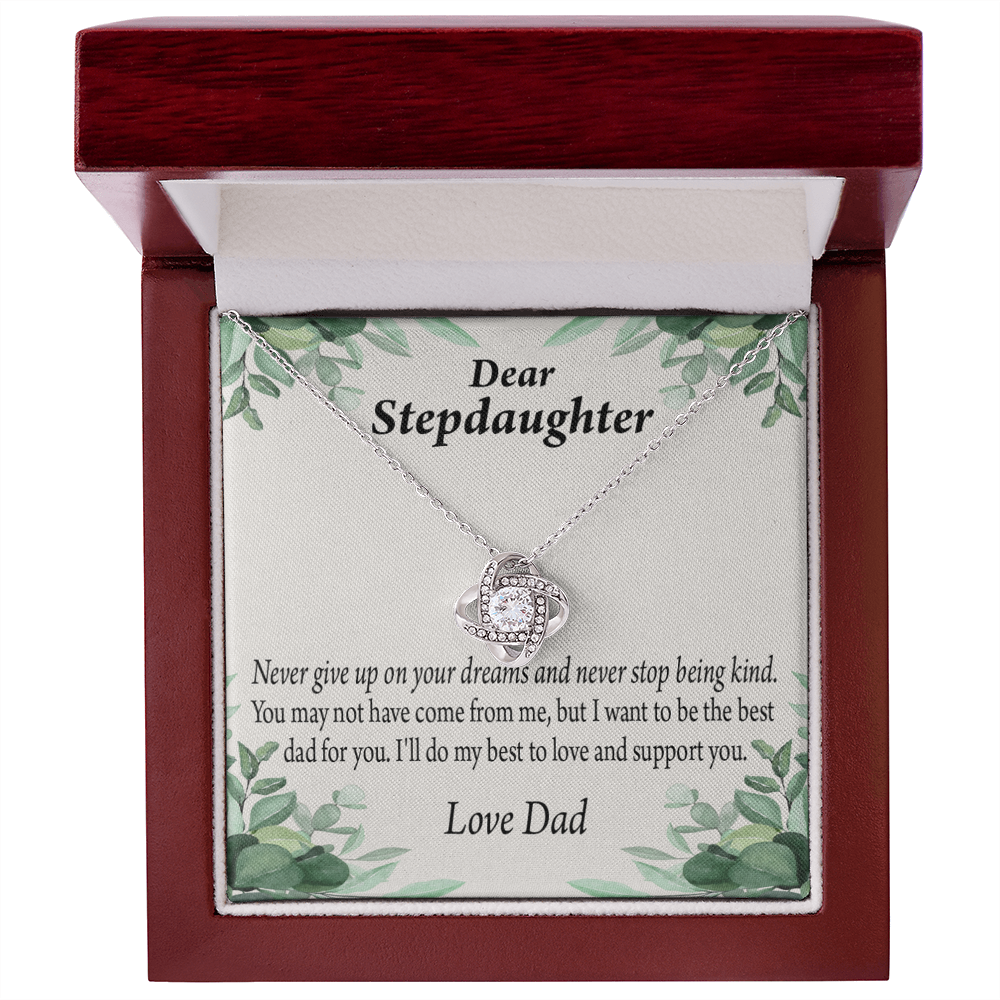 To Stepdaughter Keep Your Dreams Alive From Dad Infinity Knot Necklace Message Card-Express Your Love Gifts