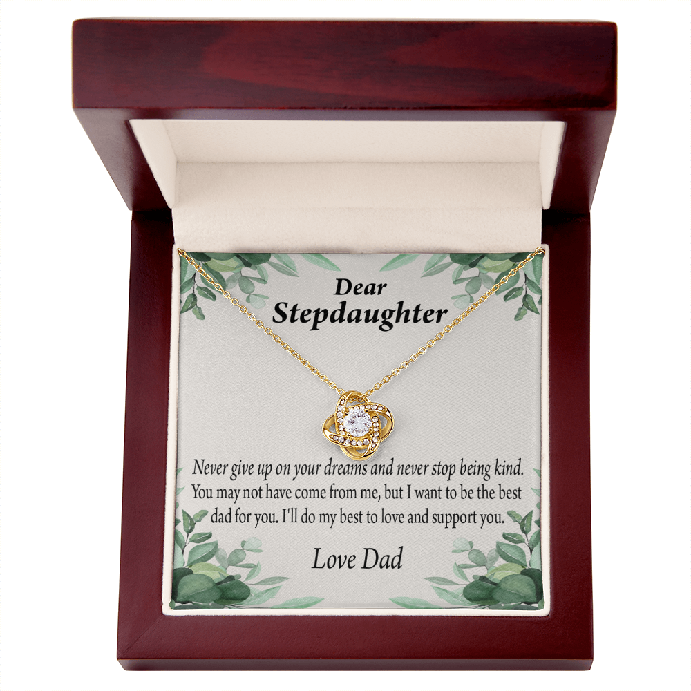 To Stepdaughter Keep Your Dreams Alive From Dad Infinity Knot Necklace Message Card-Express Your Love Gifts