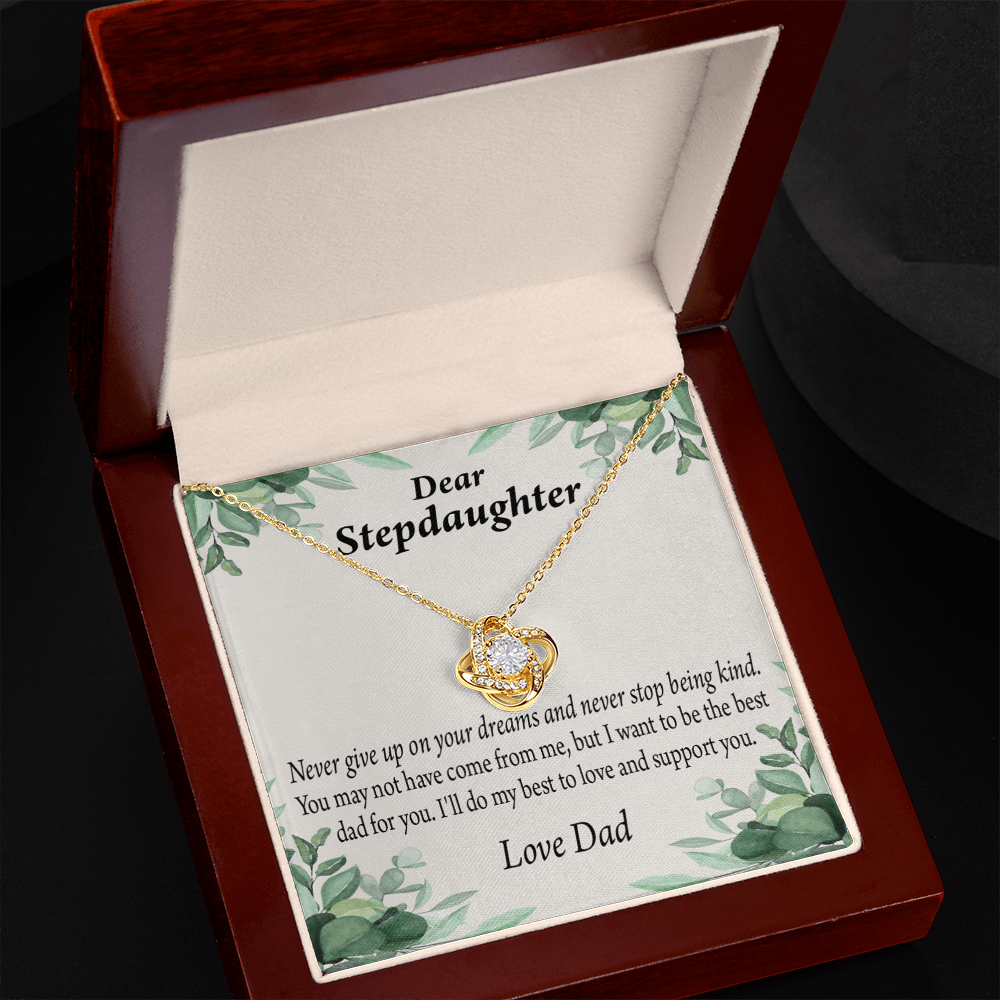 To Stepdaughter Keep Your Dreams Alive From Dad Infinity Knot Necklace Message Card-Express Your Love Gifts