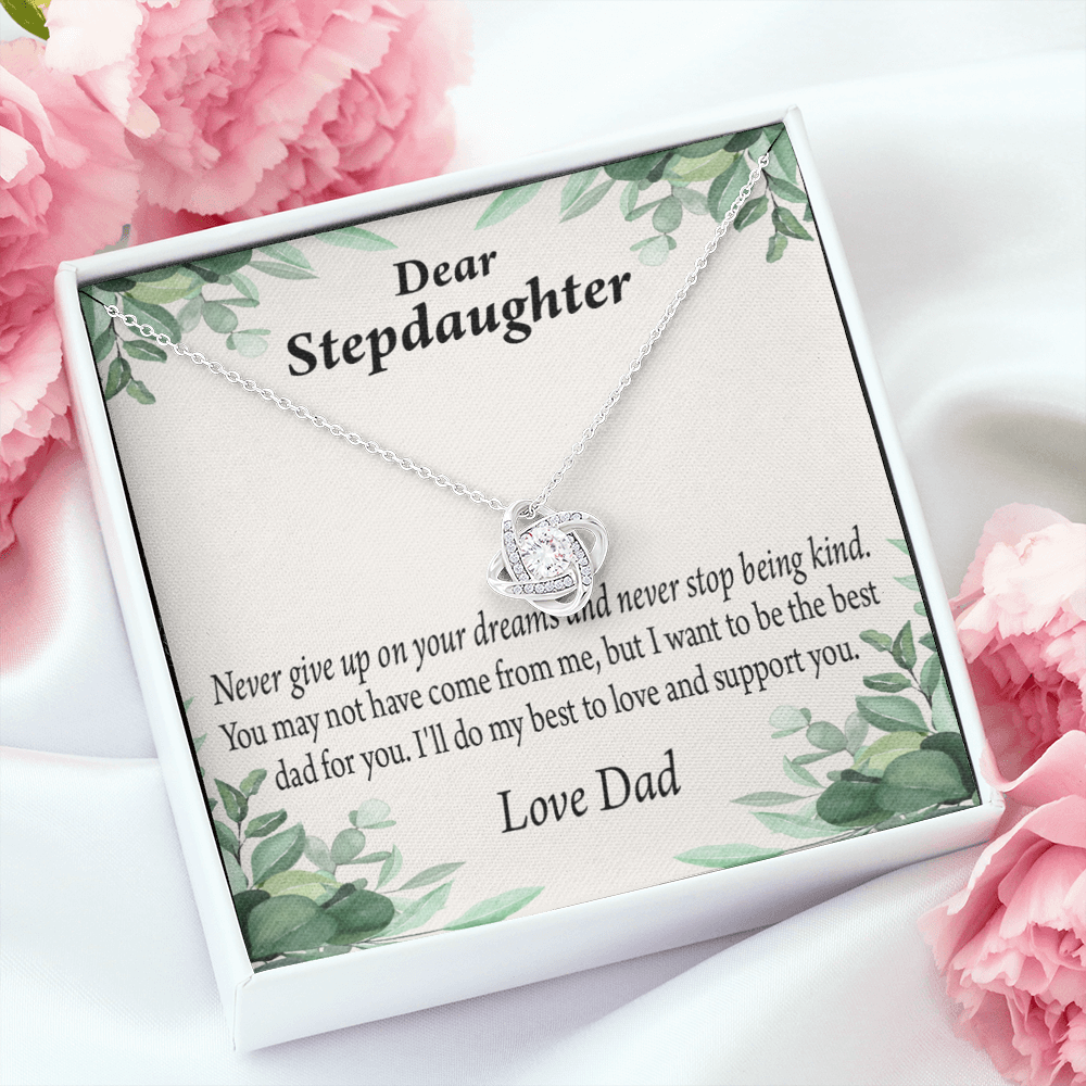To Stepdaughter Keep Your Dreams Alive From Dad Infinity Knot Necklace Message Card-Express Your Love Gifts