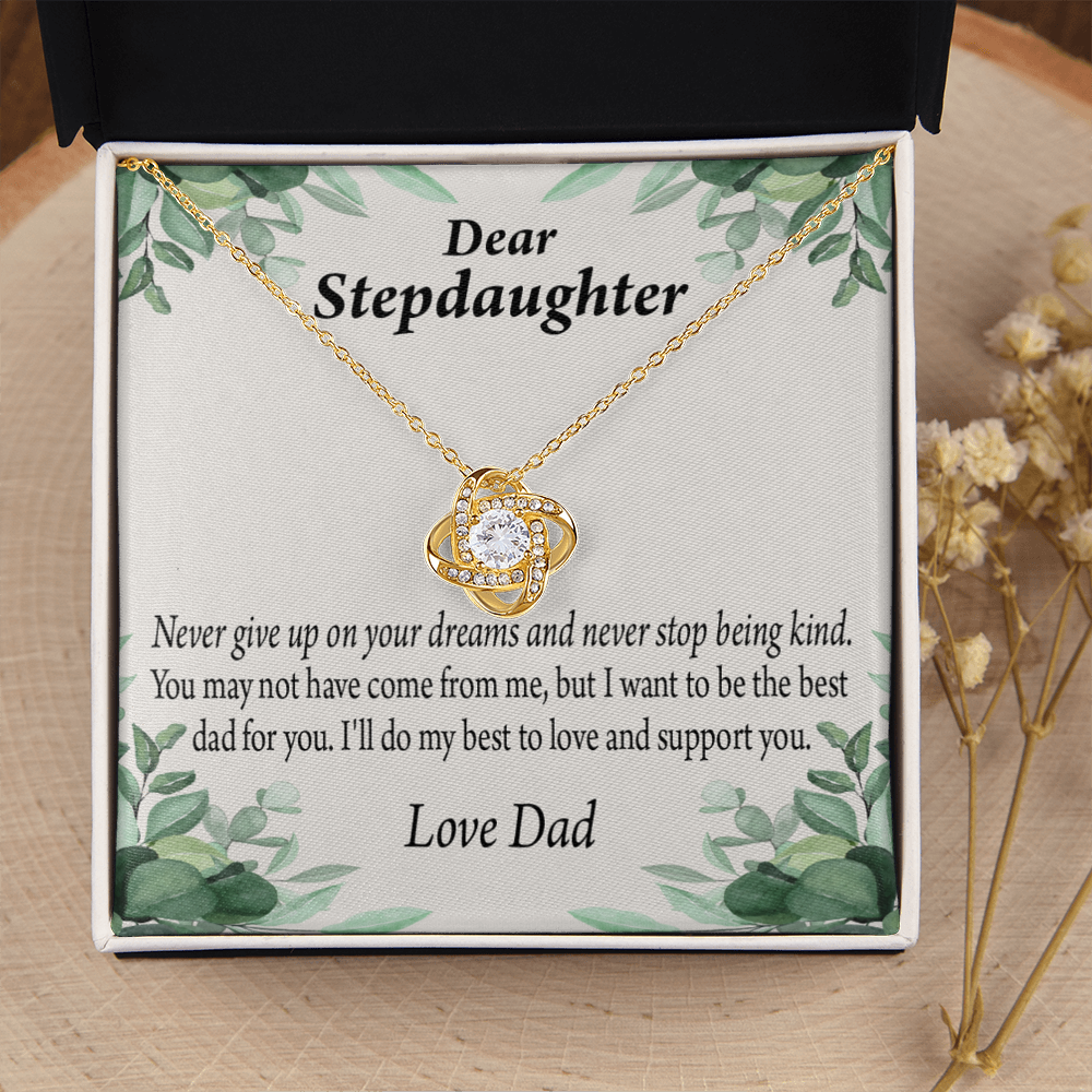 To Stepdaughter Keep Your Dreams Alive From Dad Infinity Knot Necklace Message Card-Express Your Love Gifts