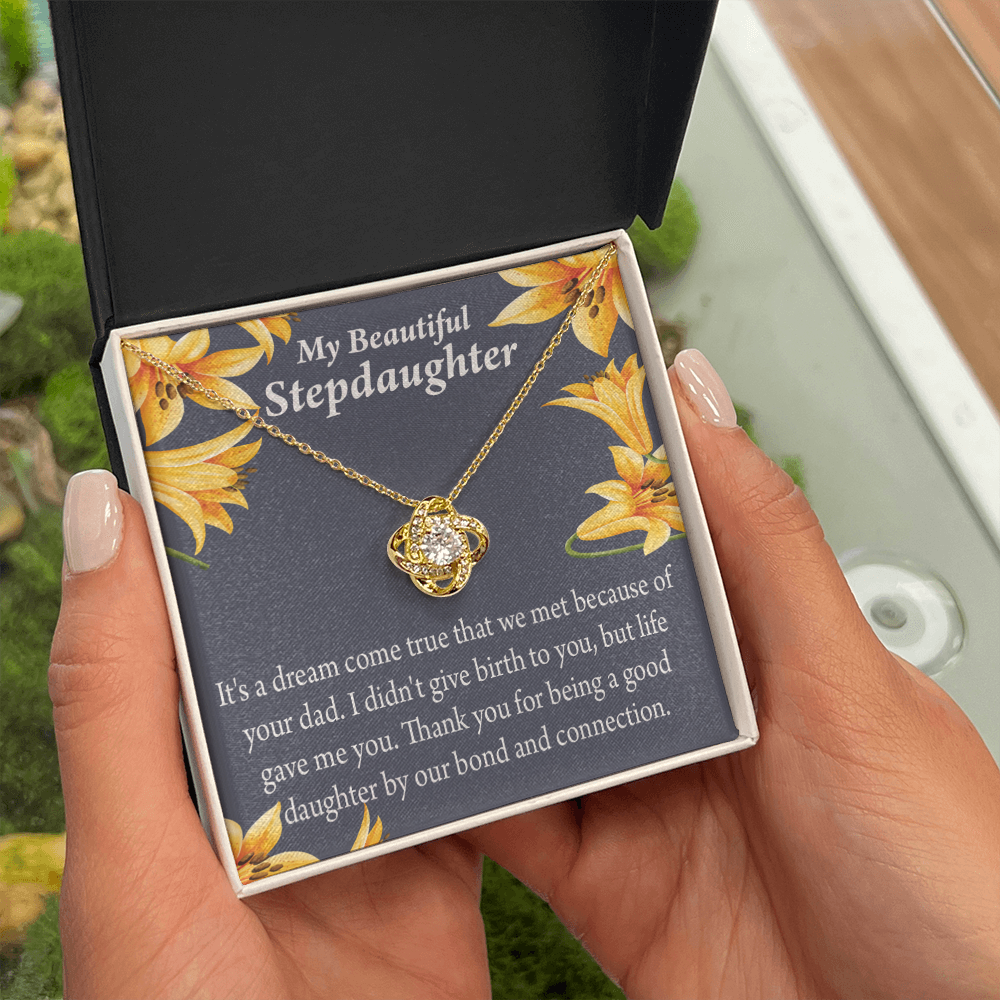 To Stepdaughter Life's Gift Infinity Knot Necklace Message Card-Express Your Love Gifts