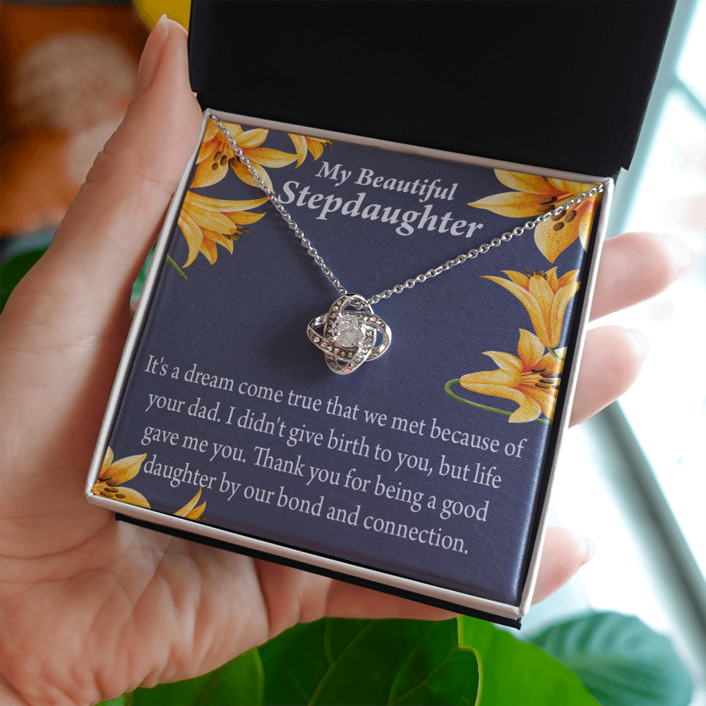 To Stepdaughter Life's Gift Infinity Knot Necklace Message Card-Express Your Love Gifts