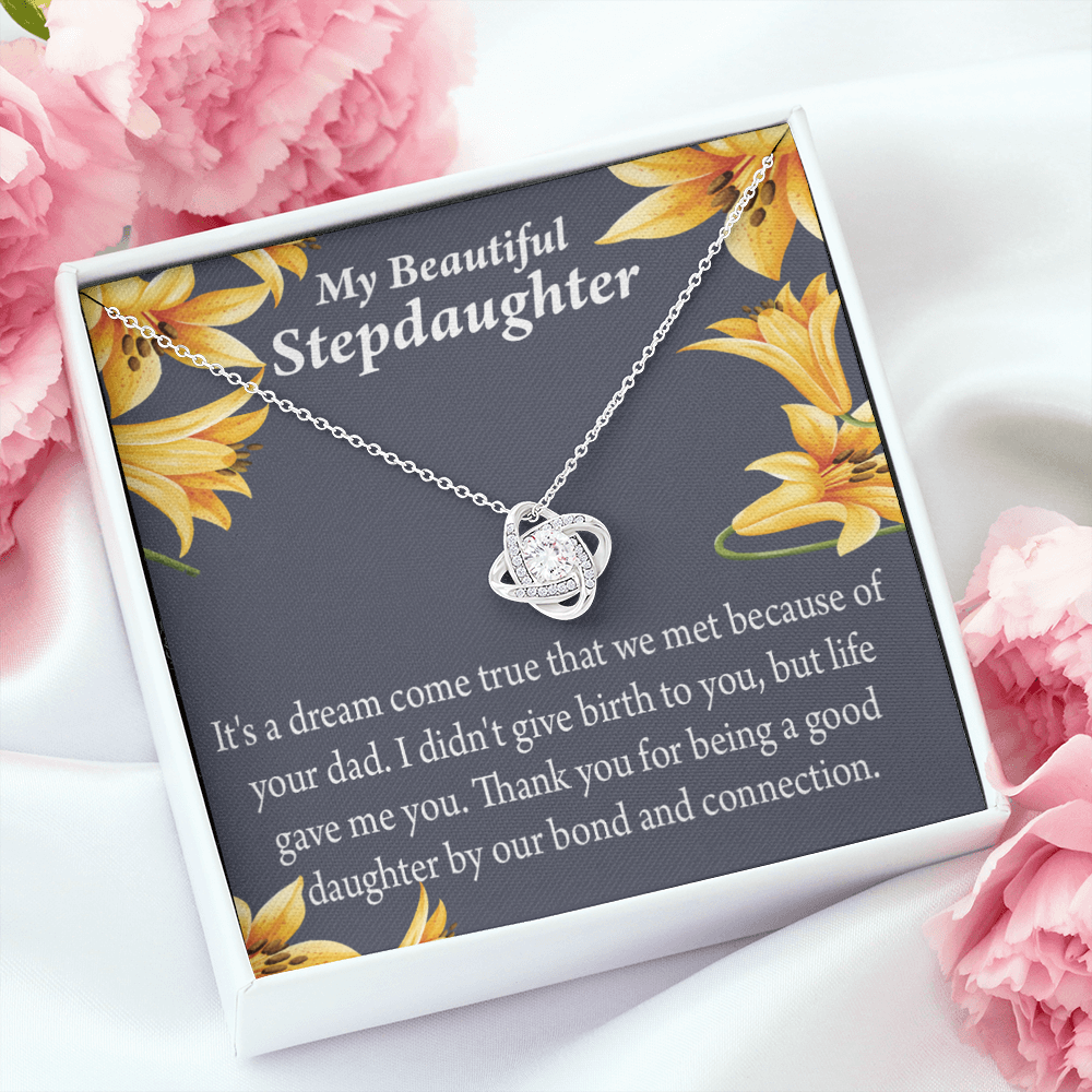 To Stepdaughter Life's Gift Infinity Knot Necklace Message Card-Express Your Love Gifts