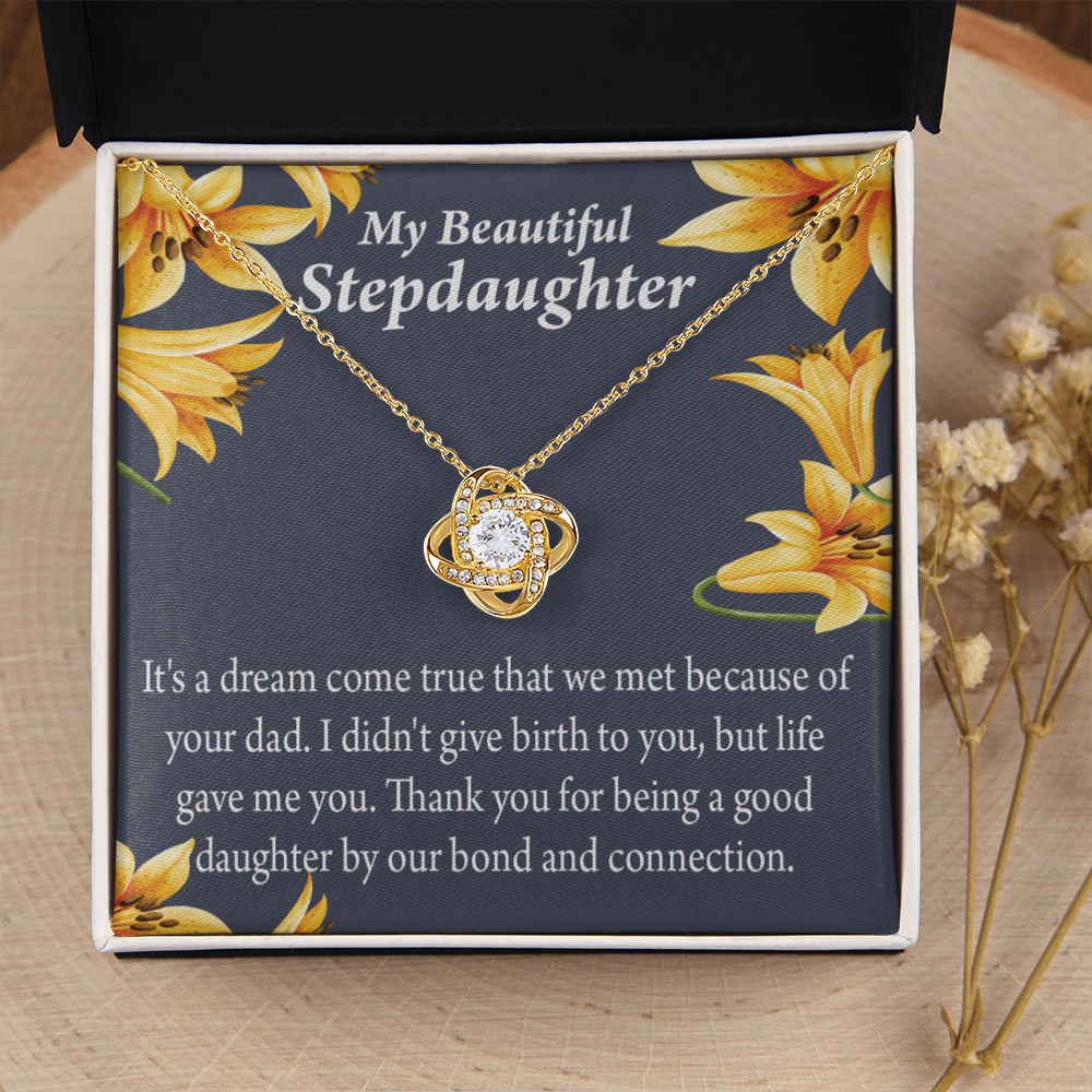 To Stepdaughter Life's Gift Infinity Knot Necklace Message Card-Express Your Love Gifts