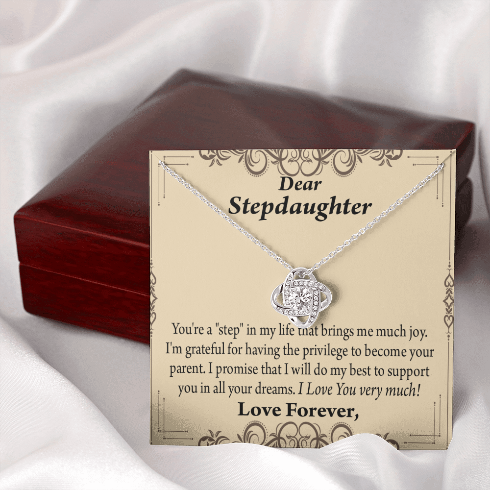 To Stepdaughter Milestones From Dad or Mom Infinity Knot Necklace Message Card-Express Your Love Gifts