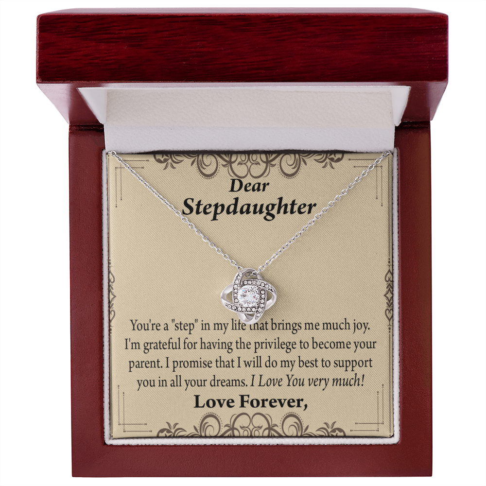 To Stepdaughter Milestones From Dad or Mom Infinity Knot Necklace Message Card-Express Your Love Gifts