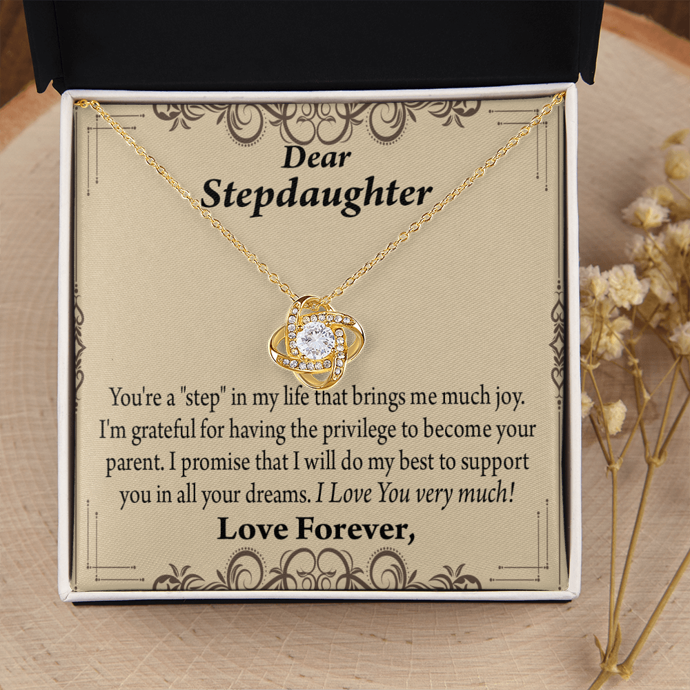To Stepdaughter Milestones From Dad or Mom Infinity Knot Necklace Message Card-Express Your Love Gifts