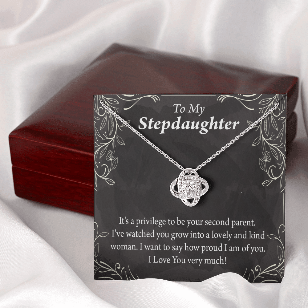 To Stepdaughter Proud of You Infinity Knot Necklace Message Card-Express Your Love Gifts