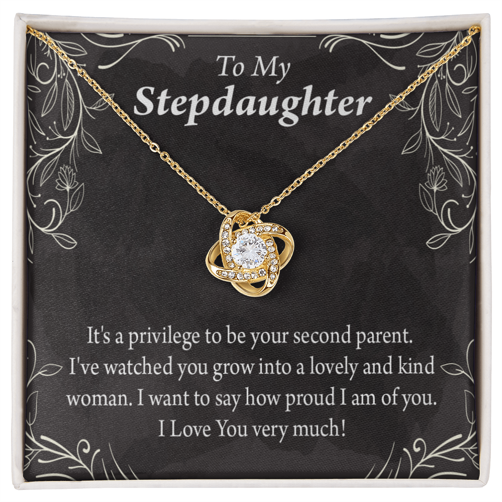 To Stepdaughter Proud of You Infinity Knot Necklace Message Card-Express Your Love Gifts