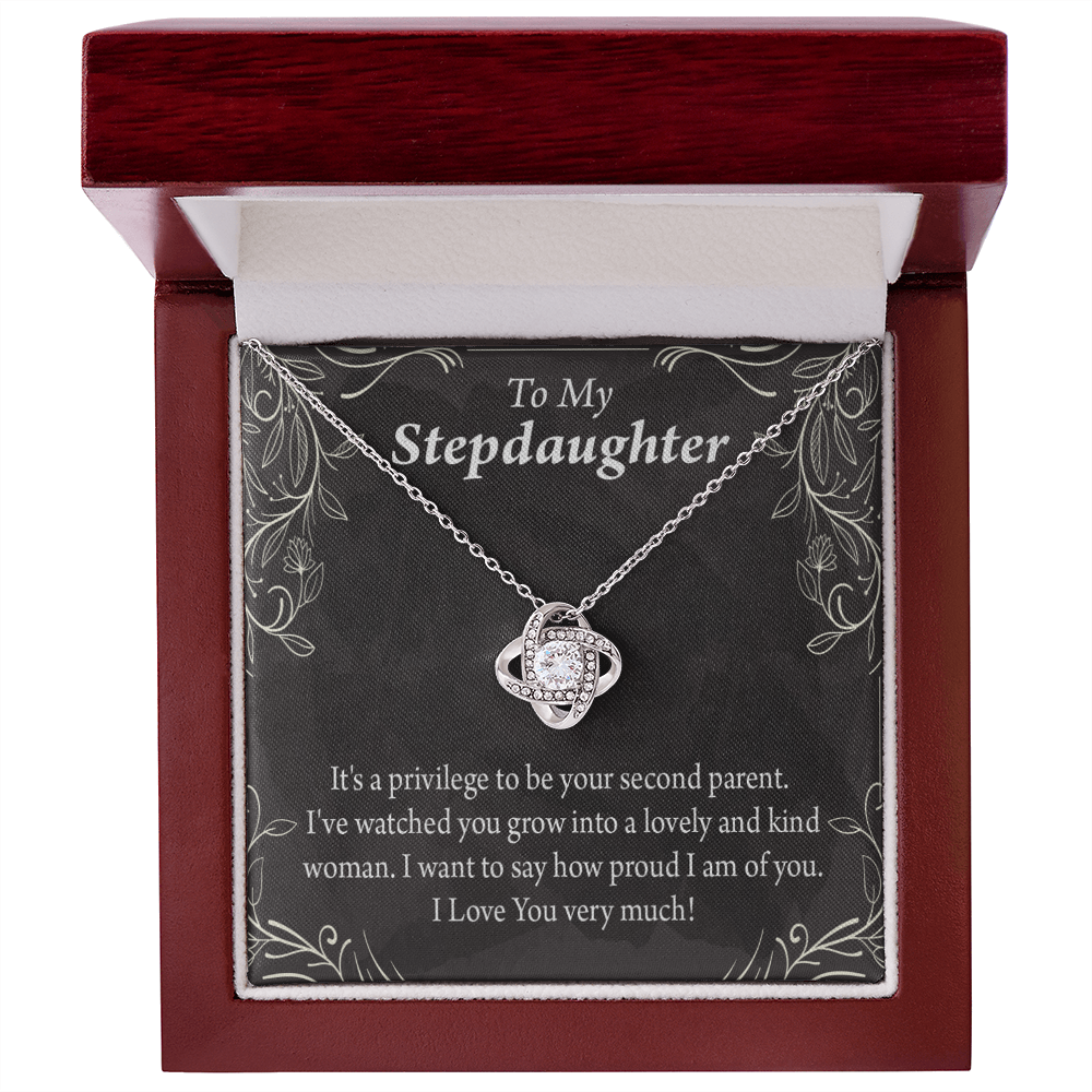 To Stepdaughter Proud of You Infinity Knot Necklace Message Card-Express Your Love Gifts