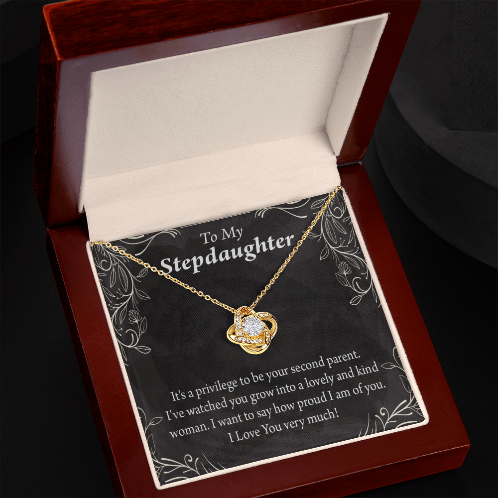 To Stepdaughter Proud of You Infinity Knot Necklace Message Card-Express Your Love Gifts