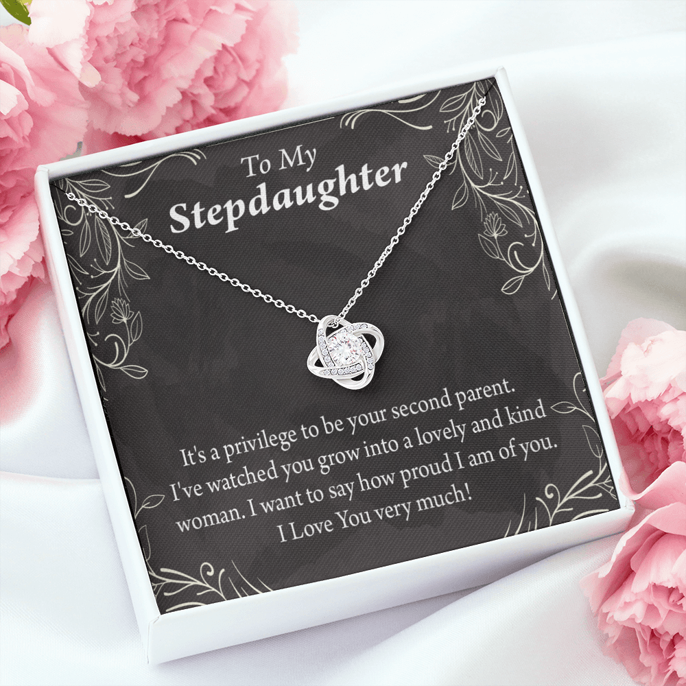 To Stepdaughter Proud of You Infinity Knot Necklace Message Card-Express Your Love Gifts