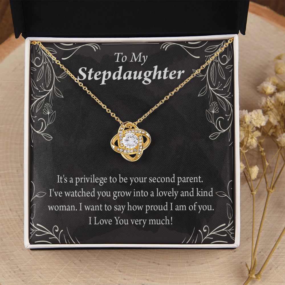 To Stepdaughter Proud of You Infinity Knot Necklace Message Card-Express Your Love Gifts