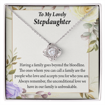 To Stepdaughter Unbreakable Bond Infinity Knot Necklace Message Card-Express Your Love Gifts