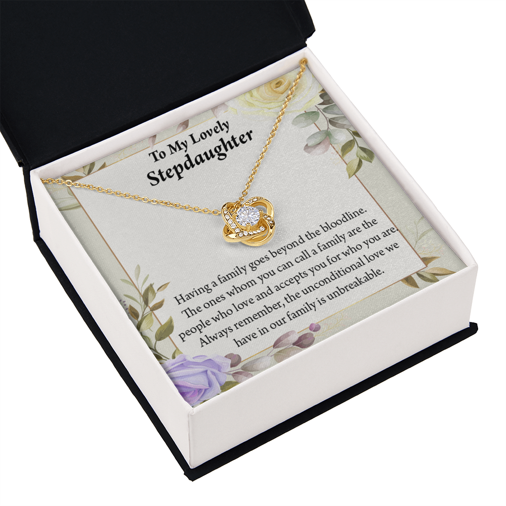To Stepdaughter Unbreakable Bond Infinity Knot Necklace Message Card-Express Your Love Gifts