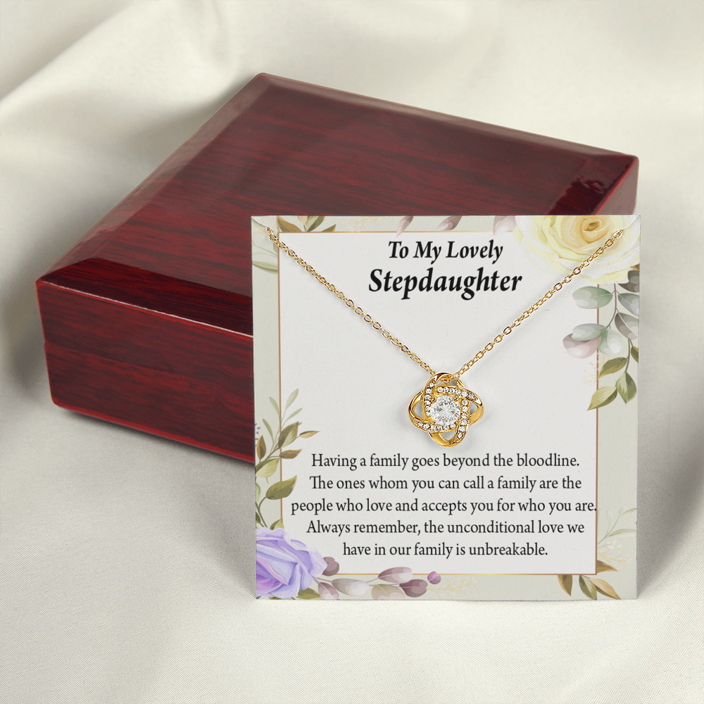 To Stepdaughter Unbreakable Bond Infinity Knot Necklace Message Card-Express Your Love Gifts