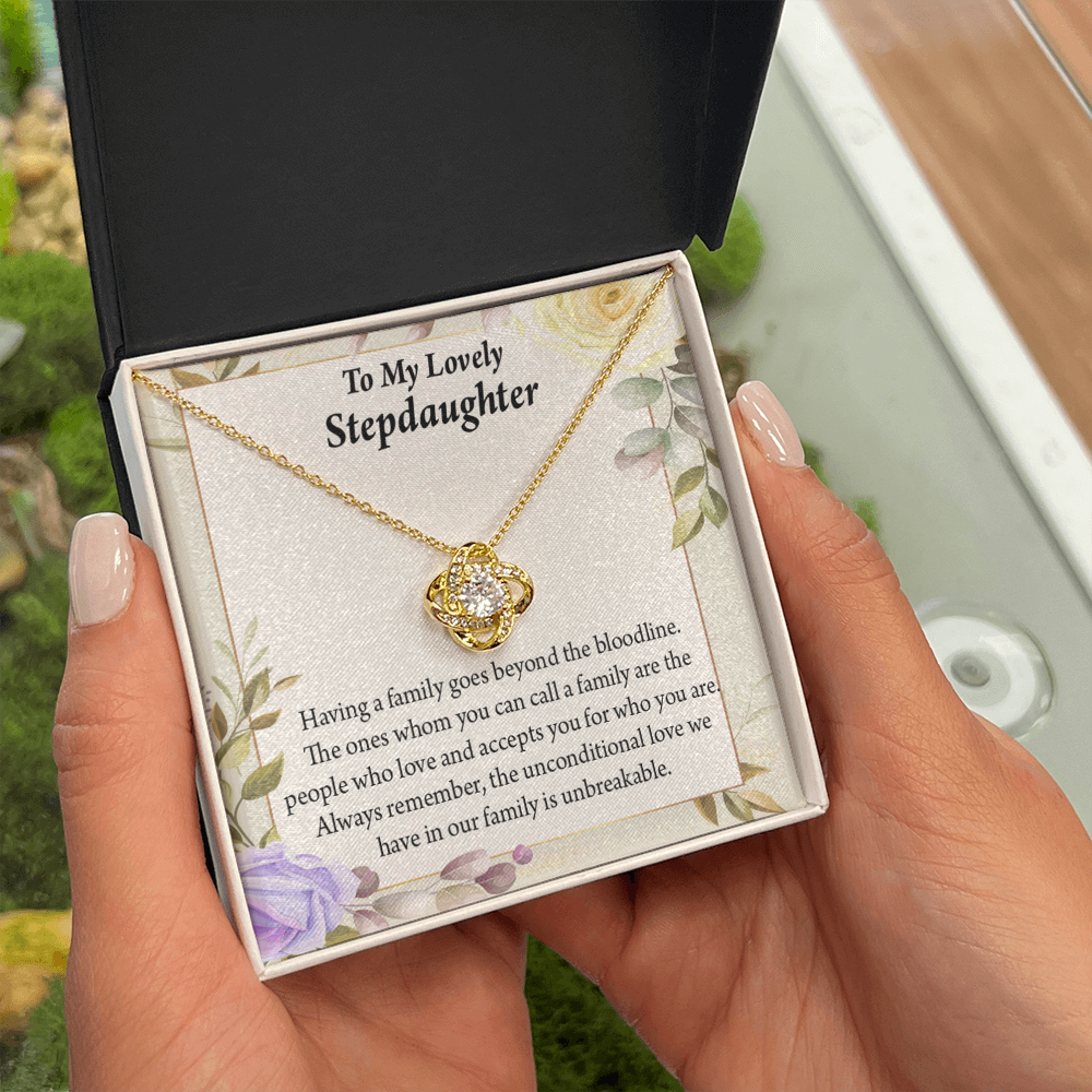 To Stepdaughter Unbreakable Bond Infinity Knot Necklace Message Card-Express Your Love Gifts