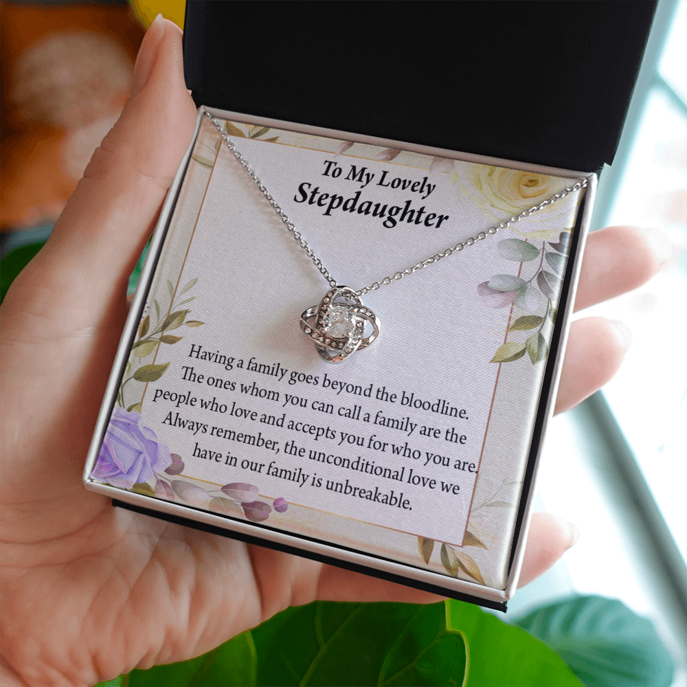 To Stepdaughter Unbreakable Bond Infinity Knot Necklace Message Card-Express Your Love Gifts