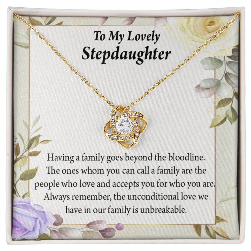 To Stepdaughter Unbreakable Bond Infinity Knot Necklace Message Card-Express Your Love Gifts