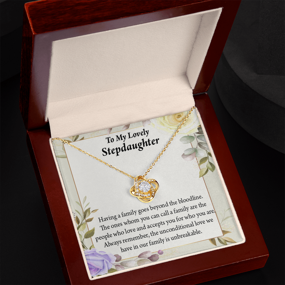 To Stepdaughter Unbreakable Bond Infinity Knot Necklace Message Card-Express Your Love Gifts